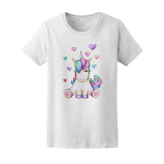 Beautiful Vintage Unicorn Sketch T-Shirt Women -Image by Shutterstock, Female Large