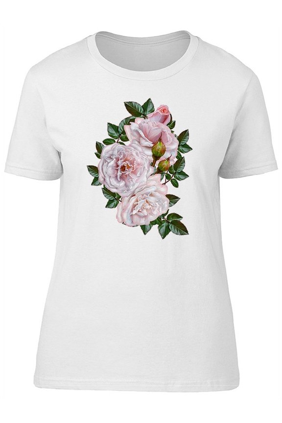 Beautiful Vintage White Roses Tee Women's -Image by Shutterstock