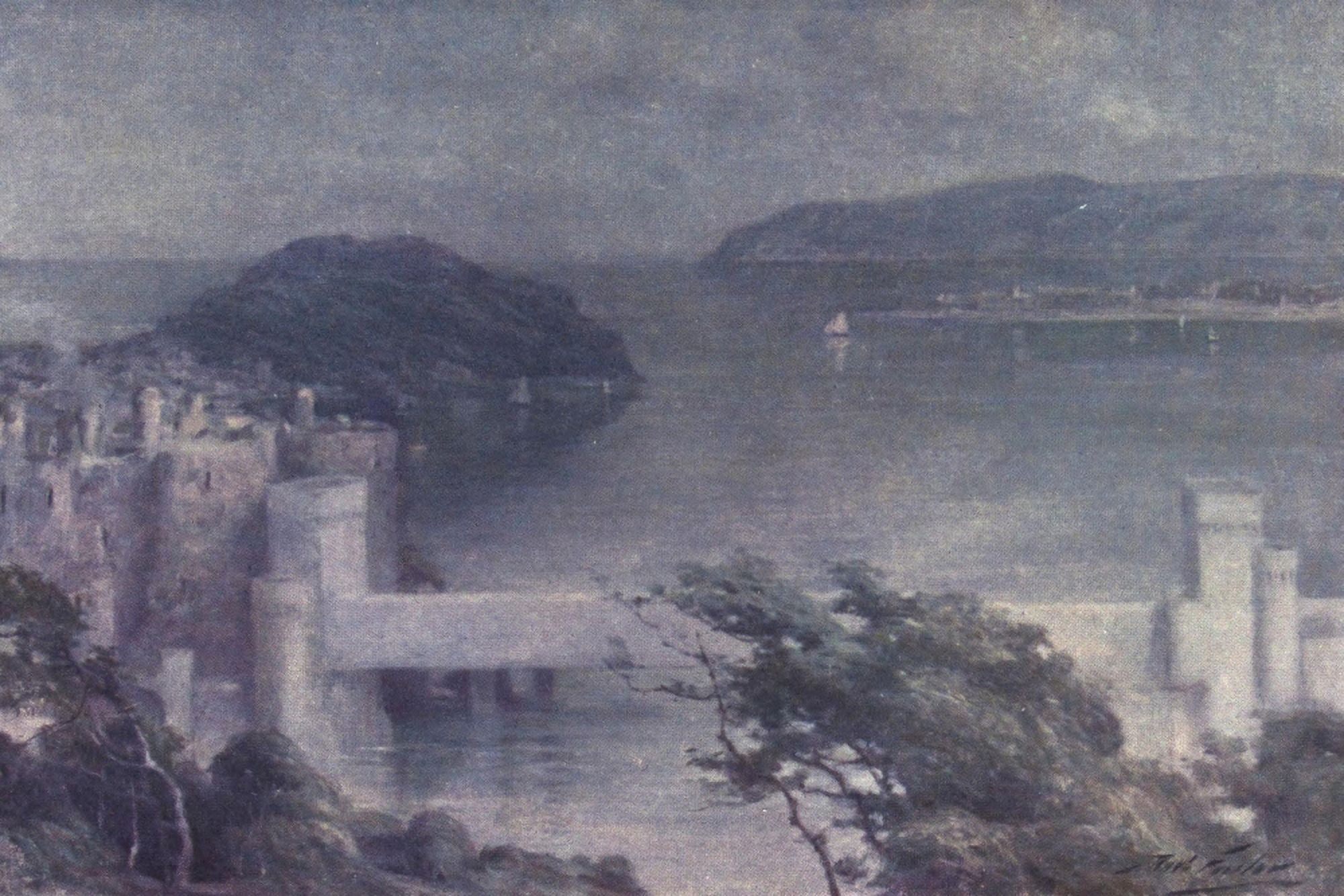 Beautiful Wales 1905 Conway from Benarth Canvas Art - Robert Fowler (24 x 36)