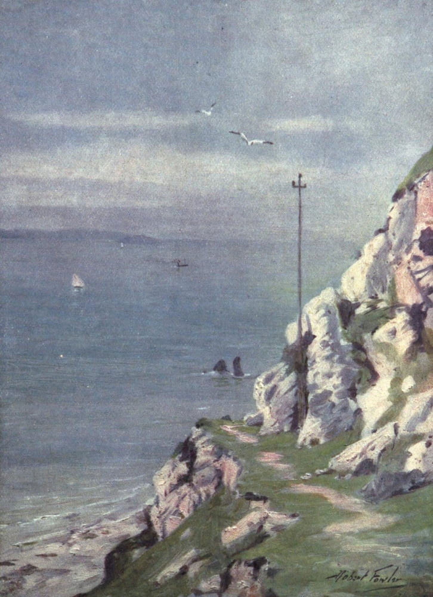 Beautiful Wales 1905 Footpath on the Great Orme Canvas Art - Robert Fowler (18 x 24)