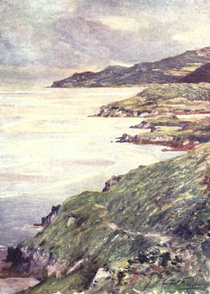 Beautiful Wales 1905 Lonely shore Barmouth Estuary Canvas Art - Robert Fowler (18 x 24)