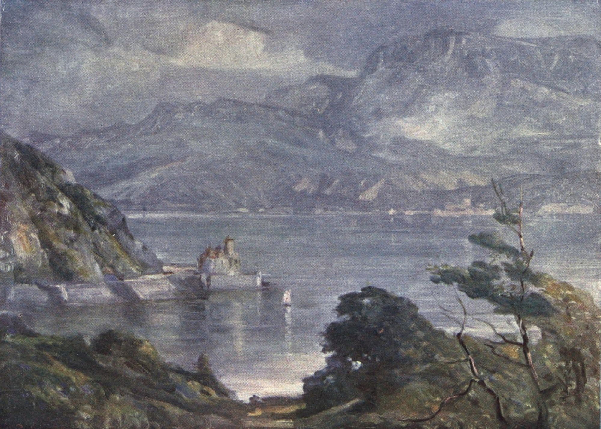 Beautiful Wales 1905 Misty morning near Barmouth Canvas Art - Robert Fowler (24 x 36)