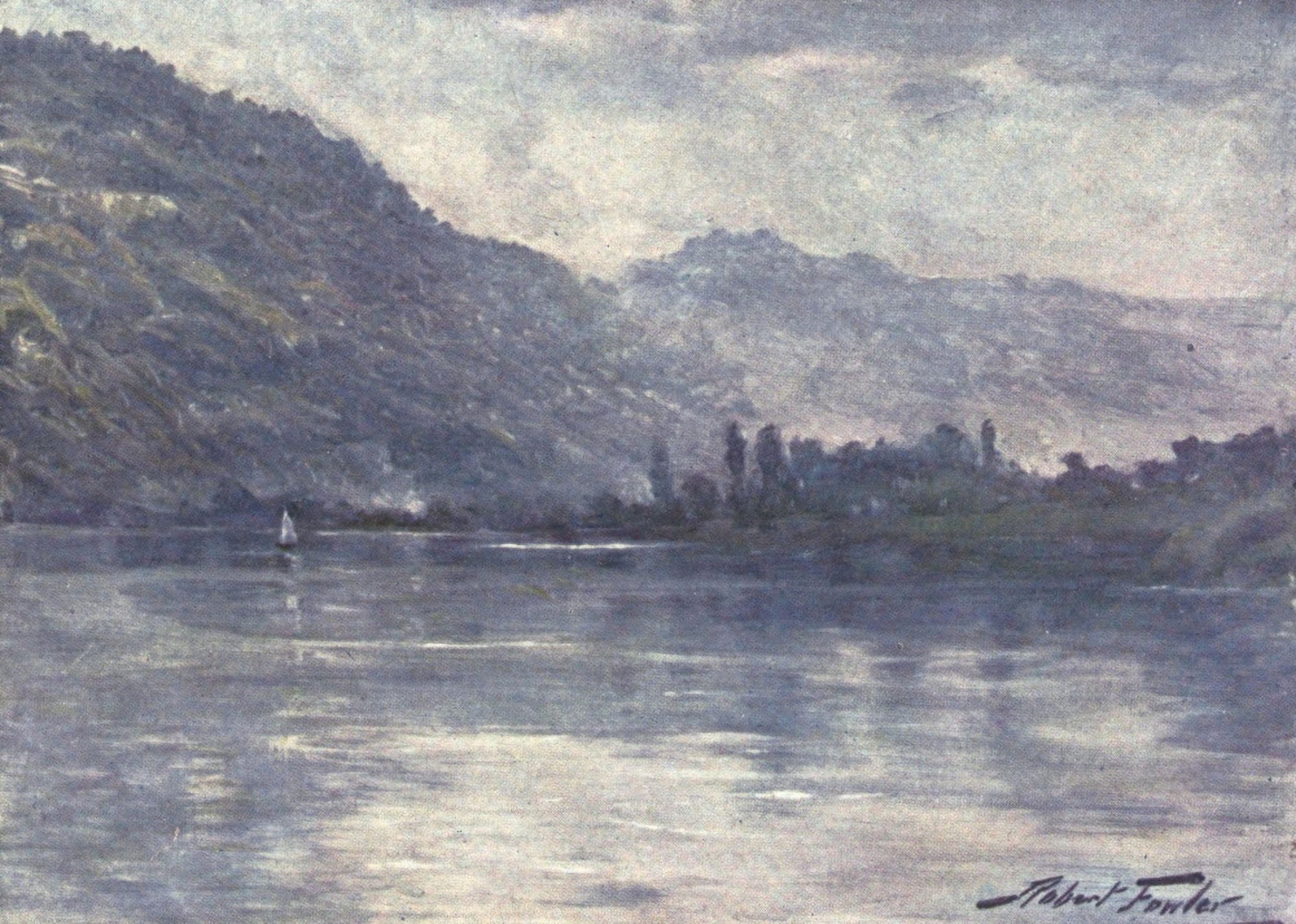 Beautiful Wales 1905 Morning mists near Trefiw Canvas Art - Robert Fowler (18 x 24)