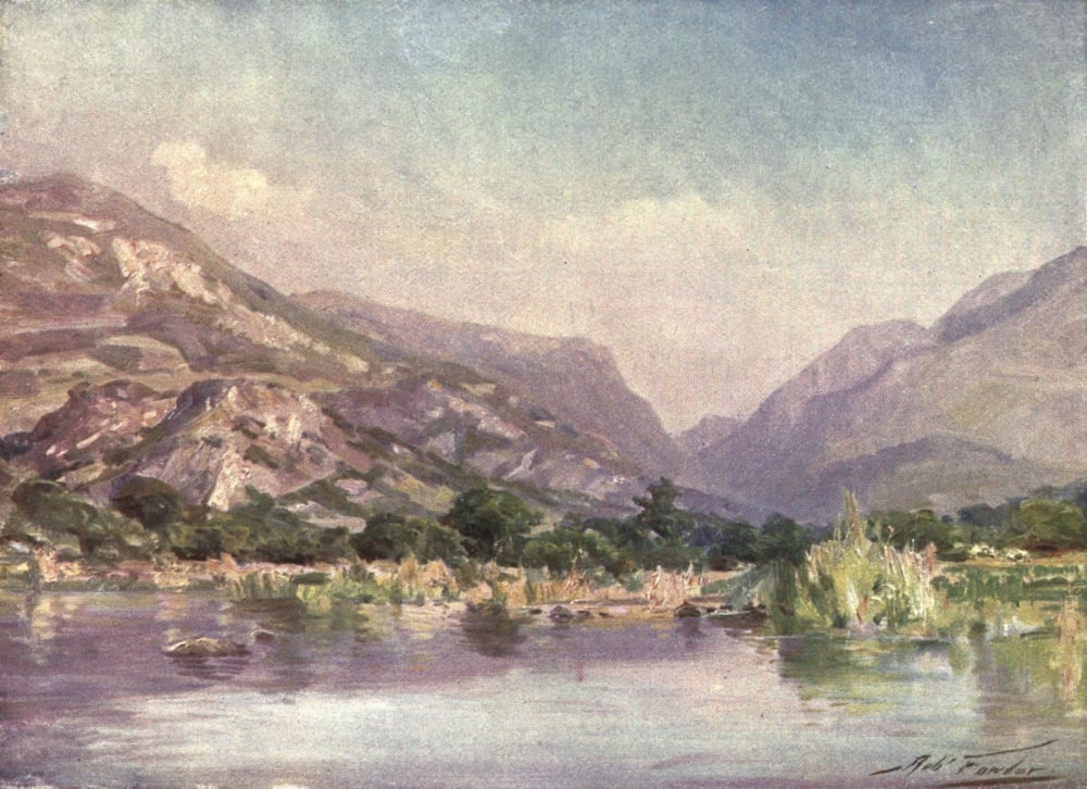 Beautiful Wales 1905 On the River Seiont Carnarvonshire Canvas Art - Robert Fowler (18 x 24)