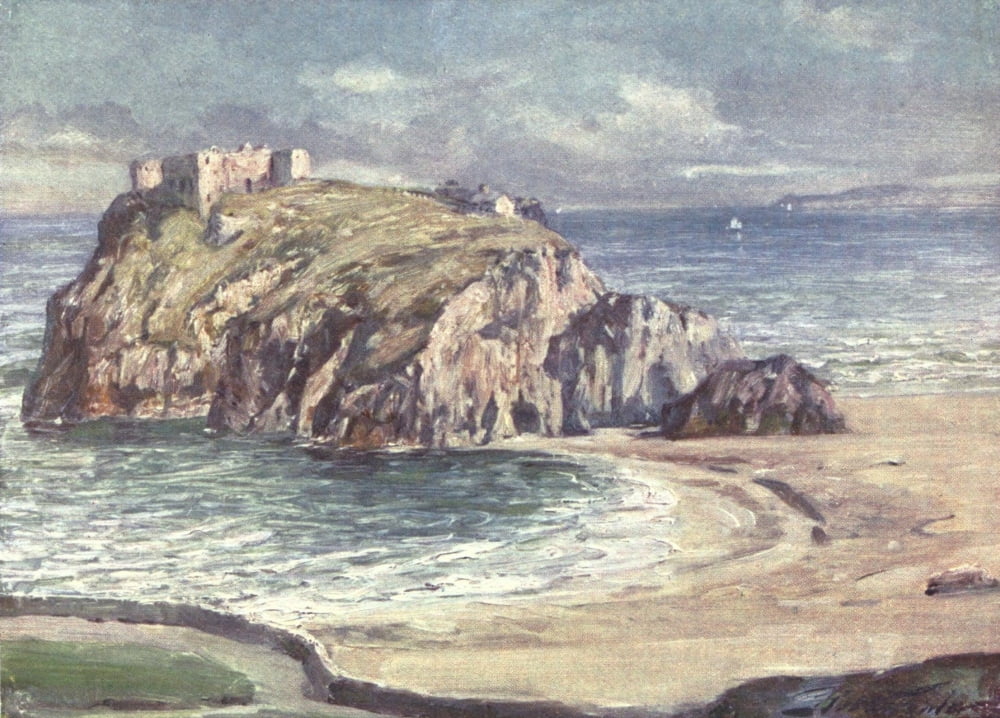 Beautiful Wales 1905 St Catherines Rock Tenby Canvas Art - Robert Fowler (24 x 36)
