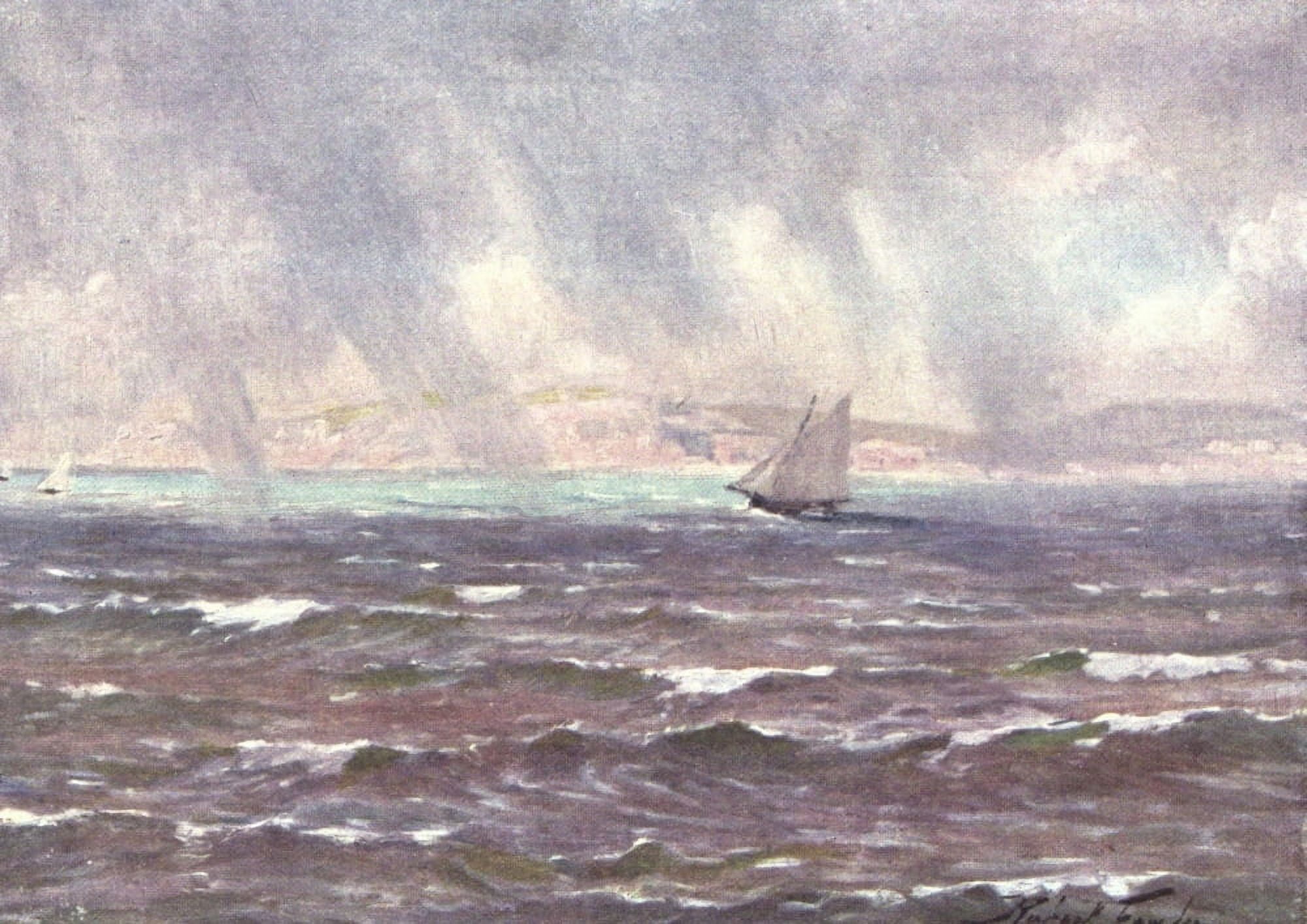 Beautiful Wales 1905 Sudden squall Cardigan Bay Canvas Art - Robert Fowler (18 x 24)