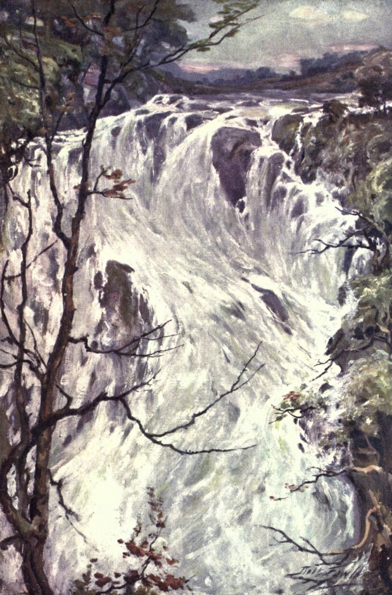 Beautiful Wales 1905 Swallow Falls Bettws-y-Coed Canvas Art - Robert Fowler (24 x 36)