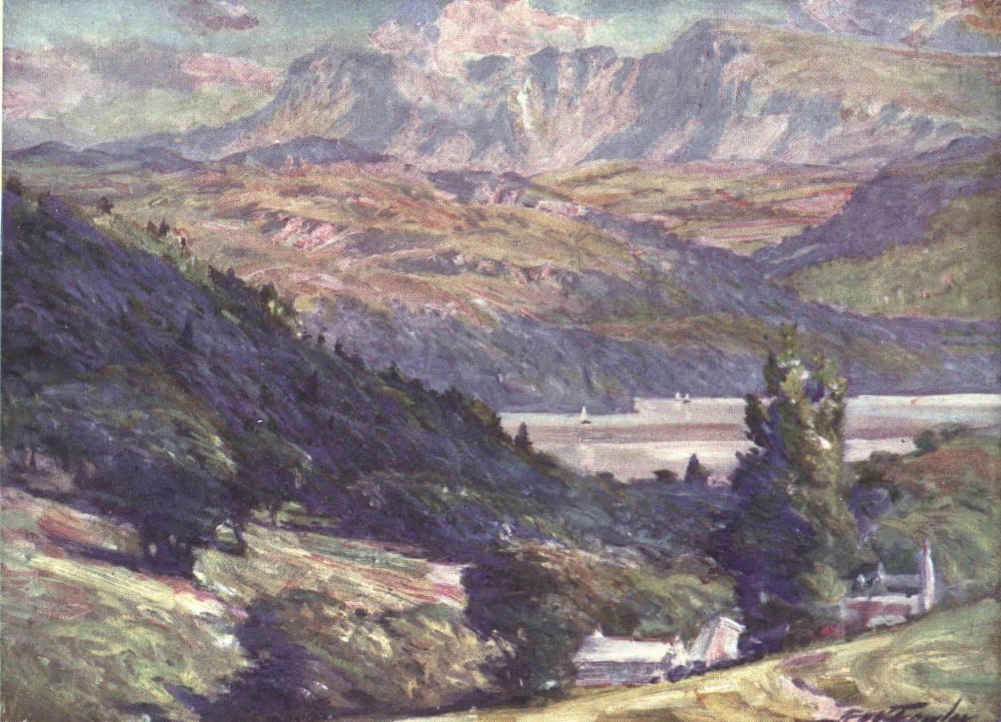 Beautiful Wales 1905 View from Bontddu Dogelly Canvas Art - Robert Fowler (24 x 36)