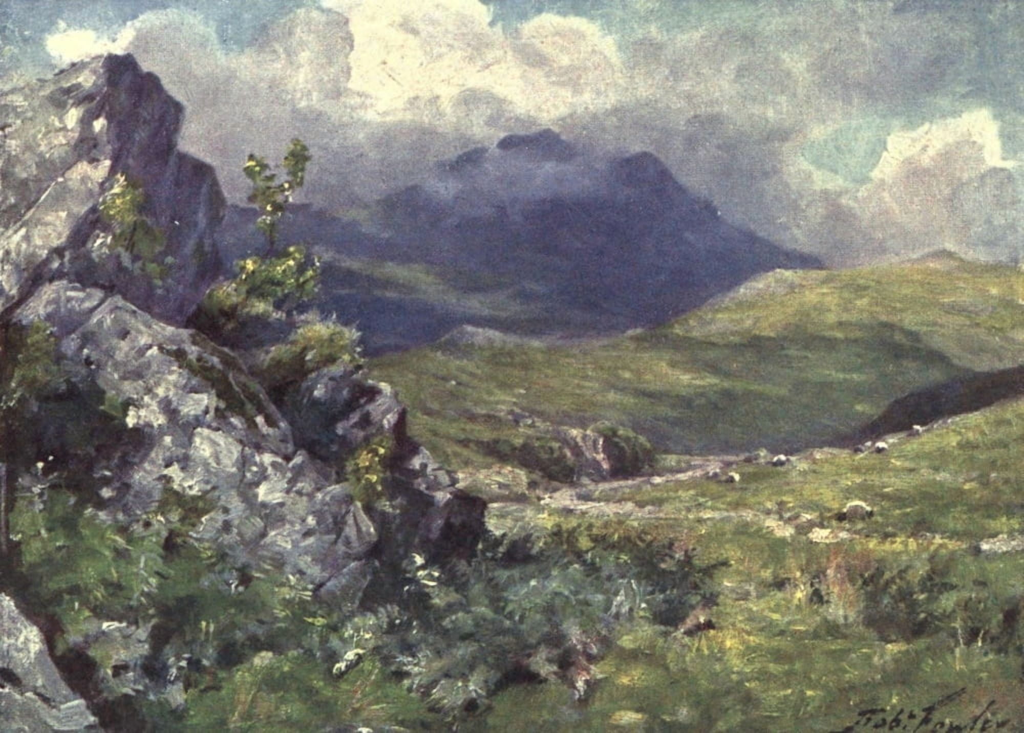 Beautiful Wales 1905 View of Moelwyn Canvas Art - Robert Fowler (18 x 24)