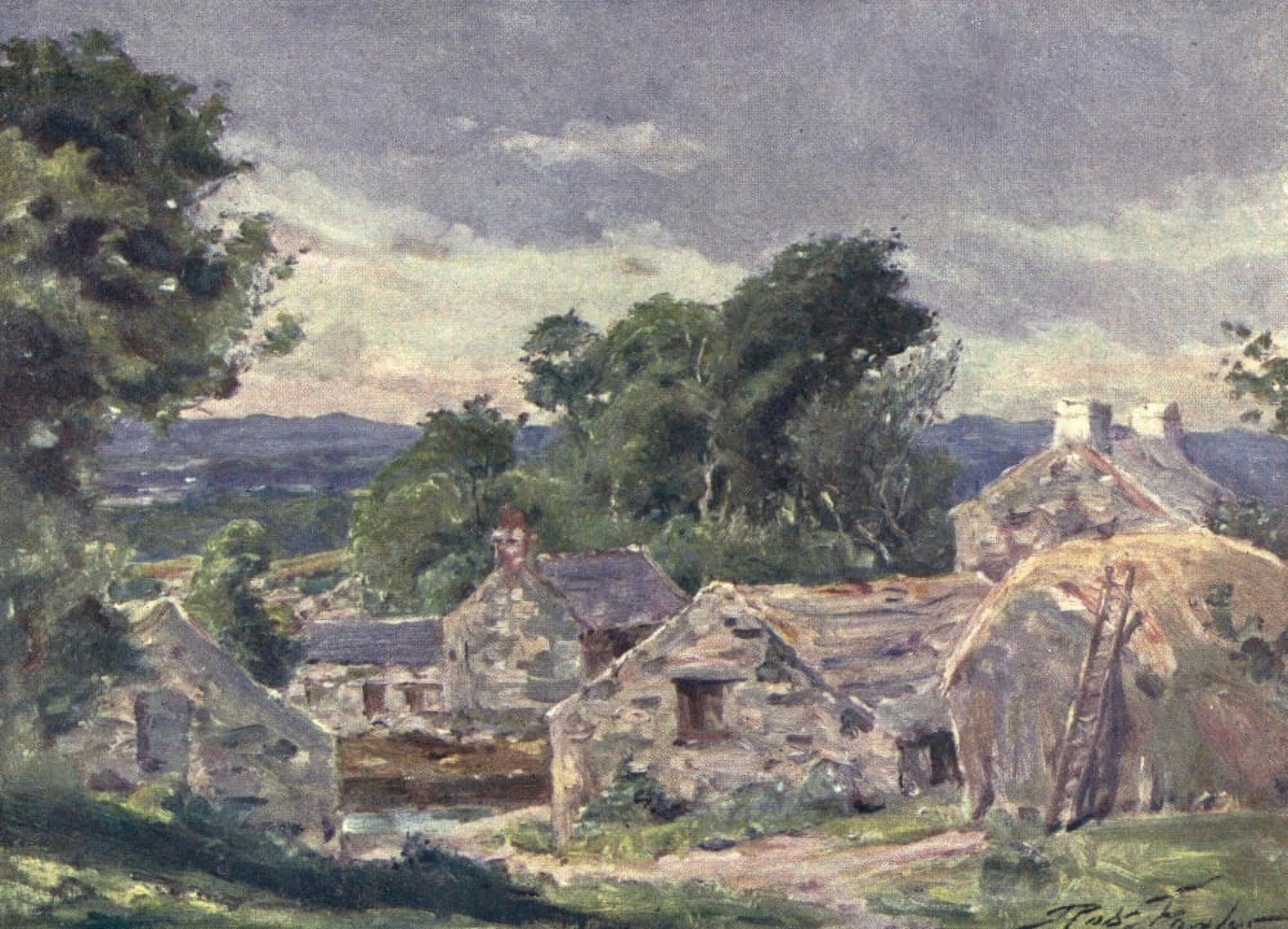 Beautiful Wales 1905 Welsh Farm near Llanberis Canvas Art - Robert Fowler (18 x 24)
