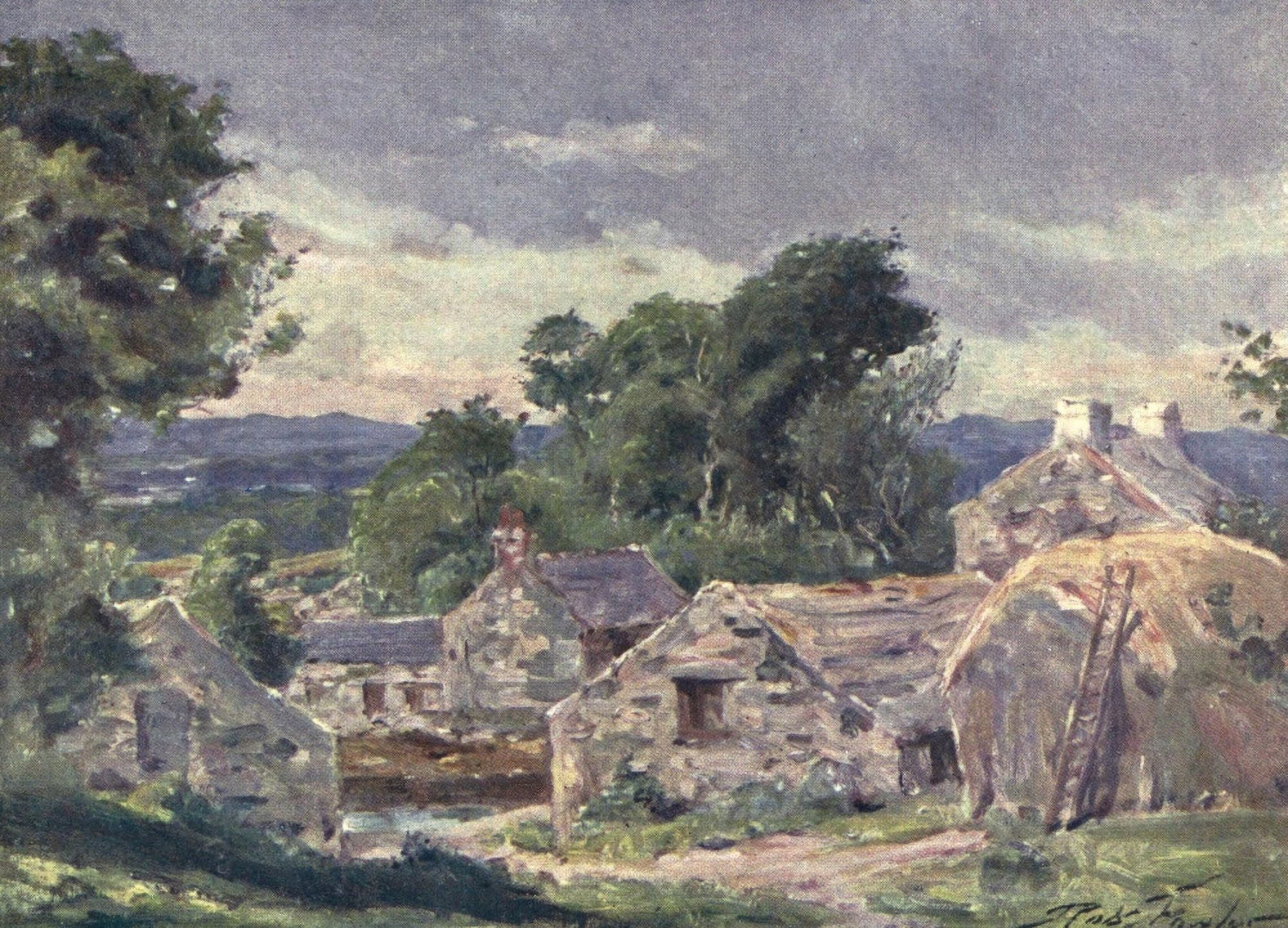 Beautiful Wales 1905 Welsh Farm near Llanberis Canvas Art - Robert Fowler (24 x 36)