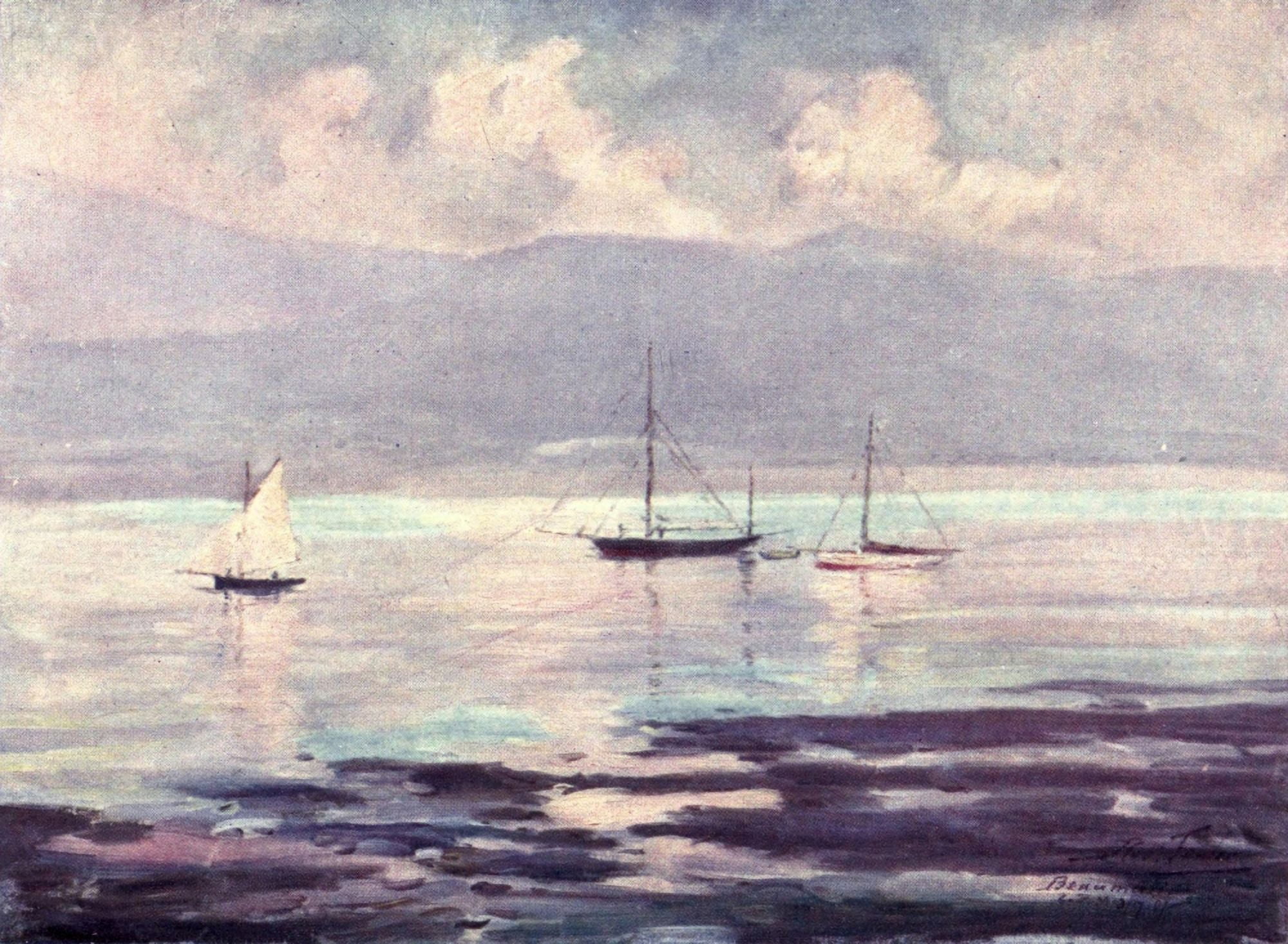 Beautiful Wales 1905 Yachts Anglesey Coast Canvas Art - Robert Fowler (18 x 24)