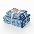 thumbnail image 1 of Beautiful by Drew Barrymore 4-Piece Wallpaper Bath Towel Set, Soft 100% Cotton, Smokey Blue, 1 of 5