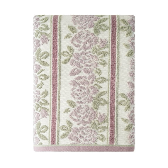 Beautiful by Drew Barrymore Wallpaper Bath Towel, Soft 100% Cotton, Rose Pink
