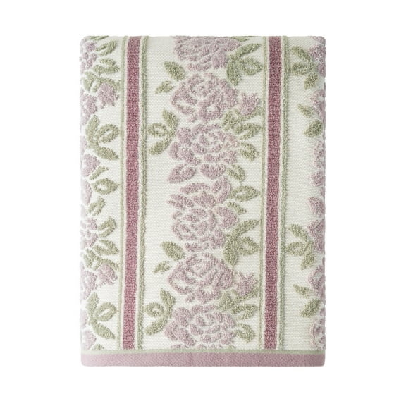 Beautiful by Drew Barrymore Wallpaper Bath Towel, Soft 100% Cotton, Rose Pink