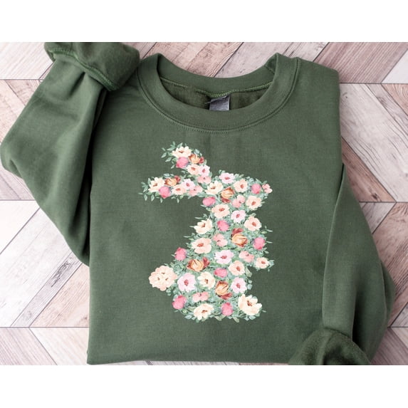 Beautiful Watercolor Bunny Easter Rabbit with Flowers Design premium ...