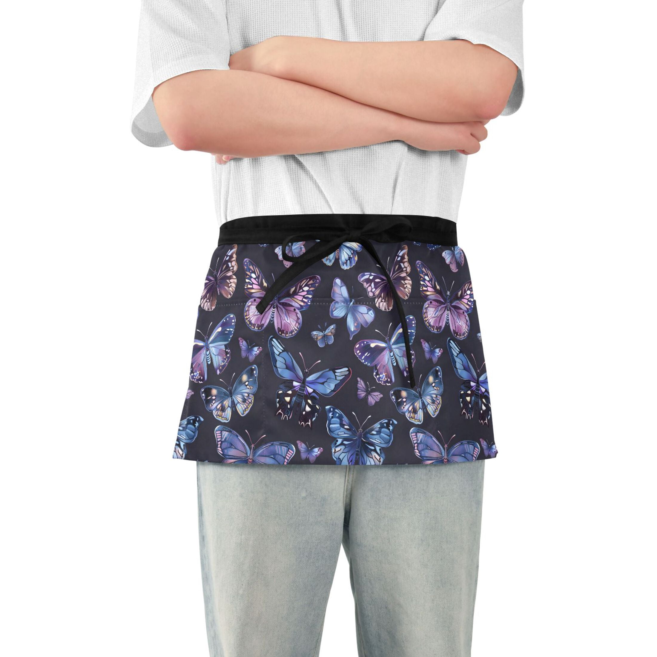 Beautiful Watercolor Butterflies Server Apron with 3 Pockets Waterproof ...
