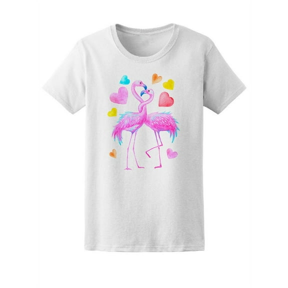 Beautiful Watercolor Flamingoes T-Shirt Women -Image by Shutterstock, Female Small