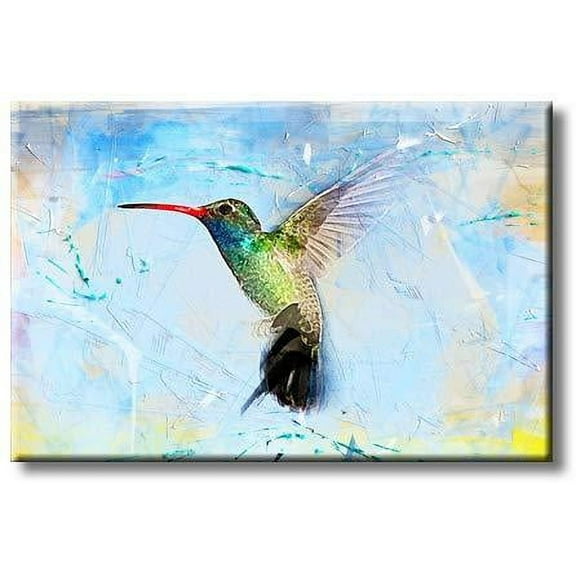Beautiful Watercolor Hummingbird Mordern Art Picture on Stretched Canvas, Wall Art Décor, Ready to Hang