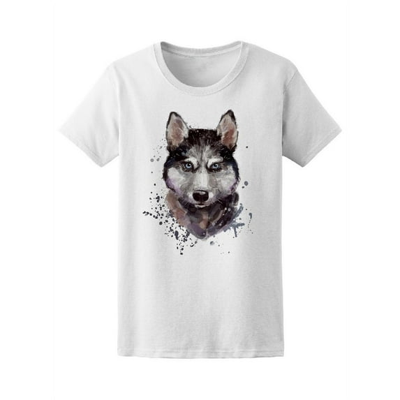Beautiful Watercolor Husky T-Shirt Women -Image by Shutterstock, Female Small