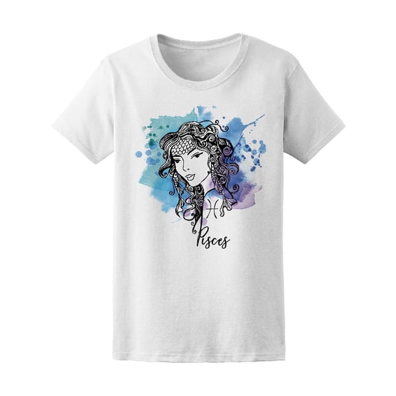 Beautiful Watercolor Pisces Lady T-Shirt Women -Image by Shutterstock, Female x-Large