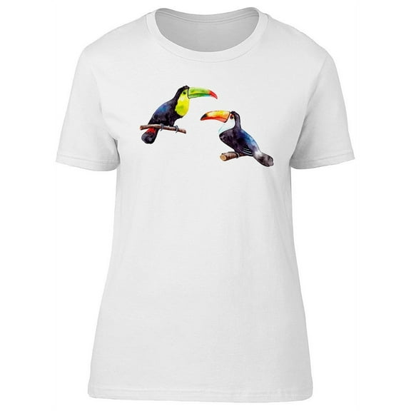 Beautiful Watercolor Toucans T-Shirt Women -Image by Shutterstock, Female XX-Large