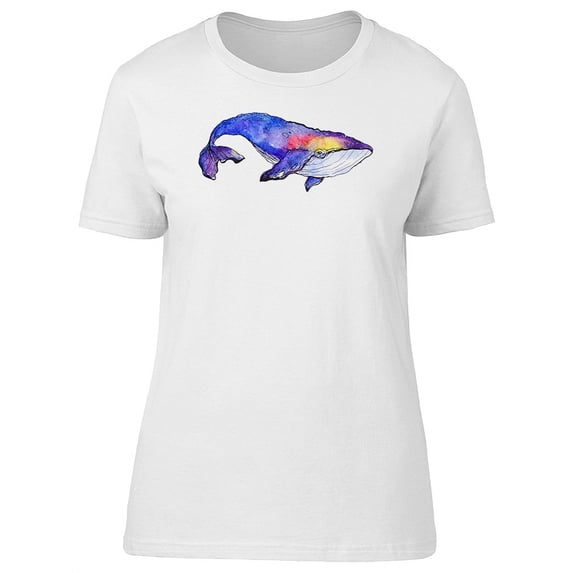 Beautiful Watercolor Whale T-Shirt Women -Image by Shutterstock, Female Small