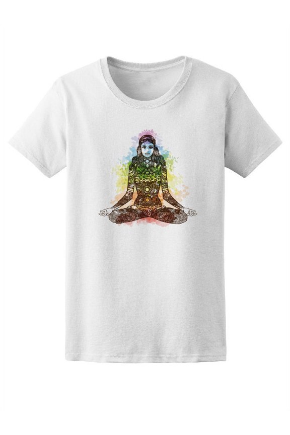 Beautiful Watercolor Yoga Lady T-Shirt Women -Image by Shutterstock, Female Large