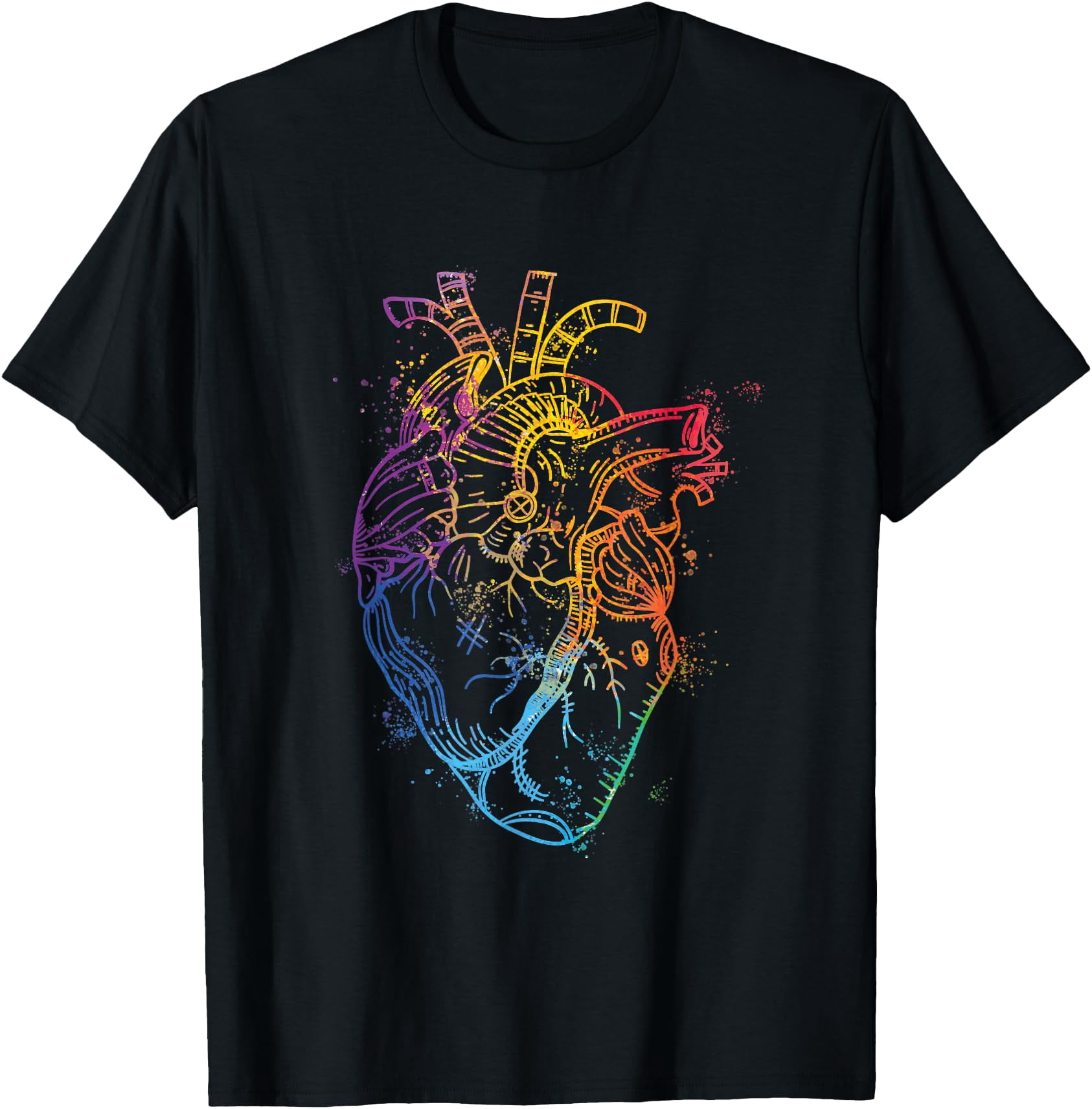 Beautiful Watercolour Rainbow Heart Organ Human Body Anatomy T-Shirt ...
