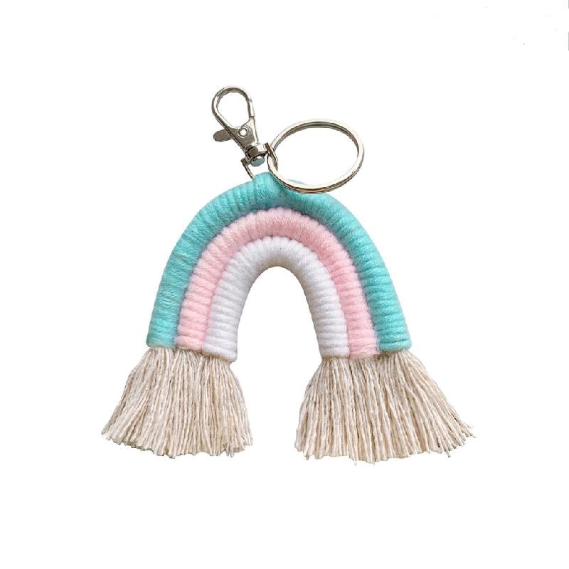 Weaving Keychains Beautiful Weaving Rainbow Pendant Keychain Bag Charm Car Hanging ...