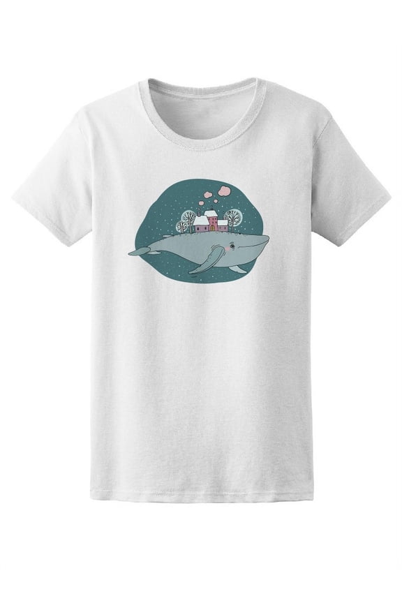 Beautiful Whale Holding A City T-Shirt Women -Image by Shutterstock, Female Small