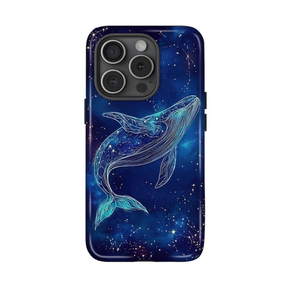 Beautiful Whale Nautical Phone Case, Blue Night Sky Constellation, 17 16 15 14 13 12 11 Pro Max