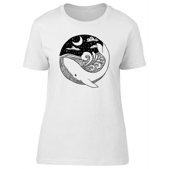 Beautiful Whale Sketch T-Shirt Women -Image by Shutterstock, Female Small
