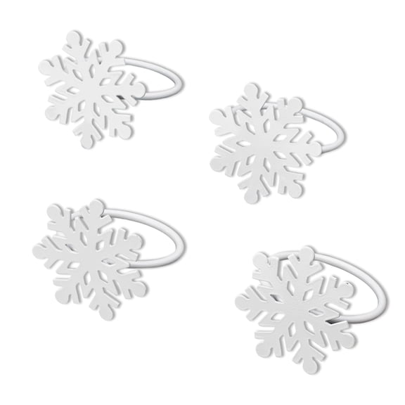 Beautiful White Classic Snowflake Napkin Rings Set of 4