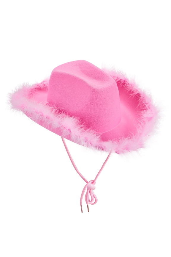 Beautiful Wide Brim Cowgirl Hat Fluffy Brim Cowboy Hat All-match for Carnival Cosplay Street