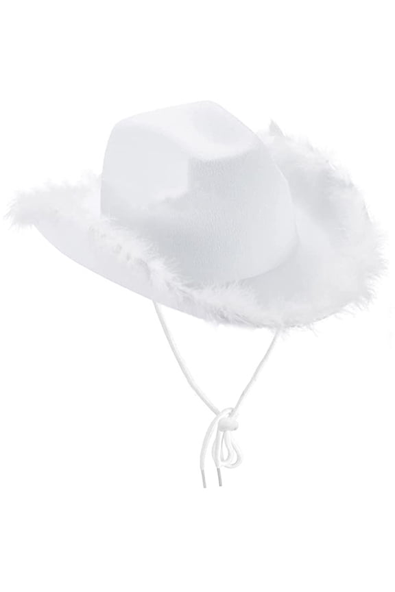 Beautiful Wide Brim Cowgirl Hat Fluffy Brim Cowboy Hat All-match for Carnival Cosplay Street
