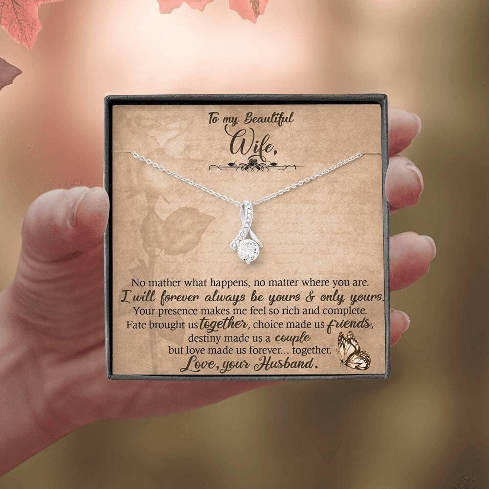 To My Beautiful Wife Necklace Alluring Cubic Zirconia Pendant Necklace ...