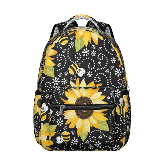 "Beautiful Wildflower & Sunflower Themed Backpack - Large Capacity Water-Resistant Campus Bag, Ergonomic Design with Breathable Back Panel, Perfect for Students"