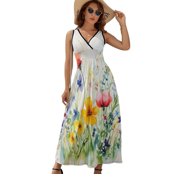 Beautiful Wildflowers Floral Colorful Dress Fashion Boho Beach Long Dresses Female Party Printed Maxi Dress