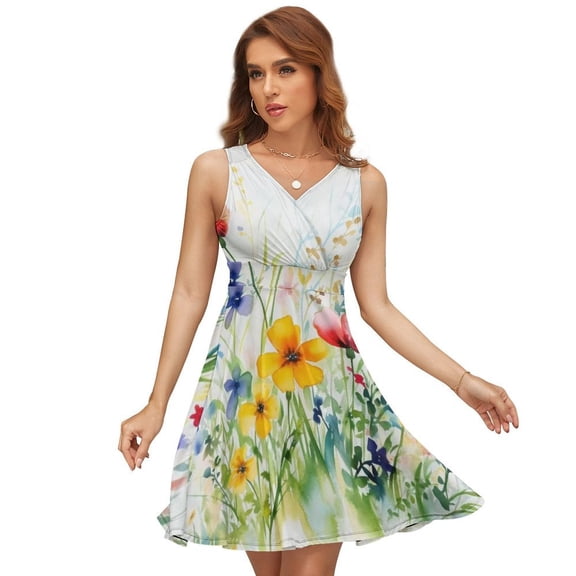 Beautiful Wildflowers Floral Colorful Sundress Sleeveless Dress Summer Women Clothes Dress for Women Dresses
