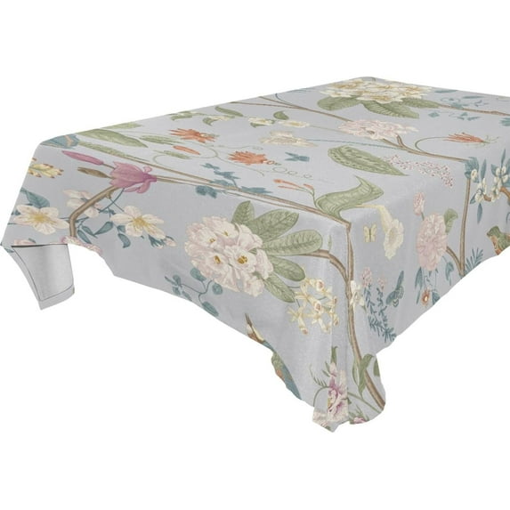 Beautiful Wildflowers Rectangle Tablecloth, Dust Proof Anti Wrinkle Wipeable Table Cloth Tabletop for of Dinner Kitchen Wedding Holiday Party 60"x90" Home Decor