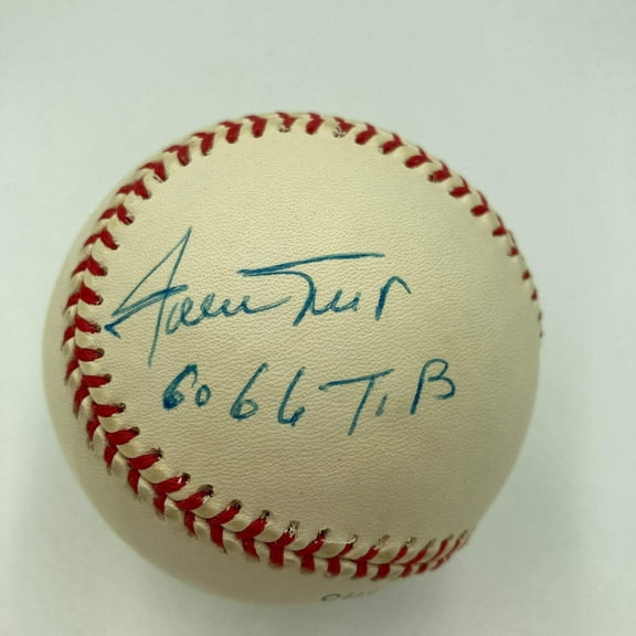 Beautiful Willie Mays Hank Aaron Total Baseball Signed Baseball PSA DNA COA