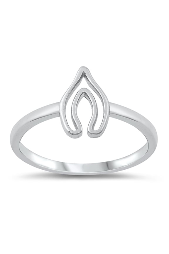 Beautiful Wishbone Outline Lucky Ring .925 Sterling Silver Band Jewelry Female Male Unisex Size 9