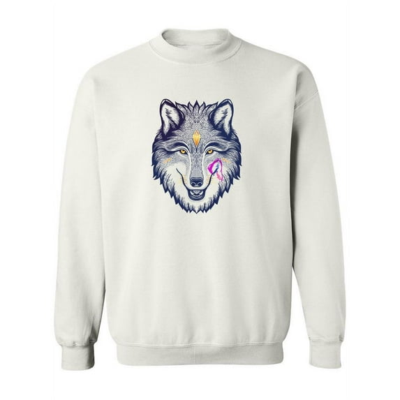 Beautiful Wolf Head Drawing Sweatshirt Women -Image by Shutterstock, Female 5X-Large
