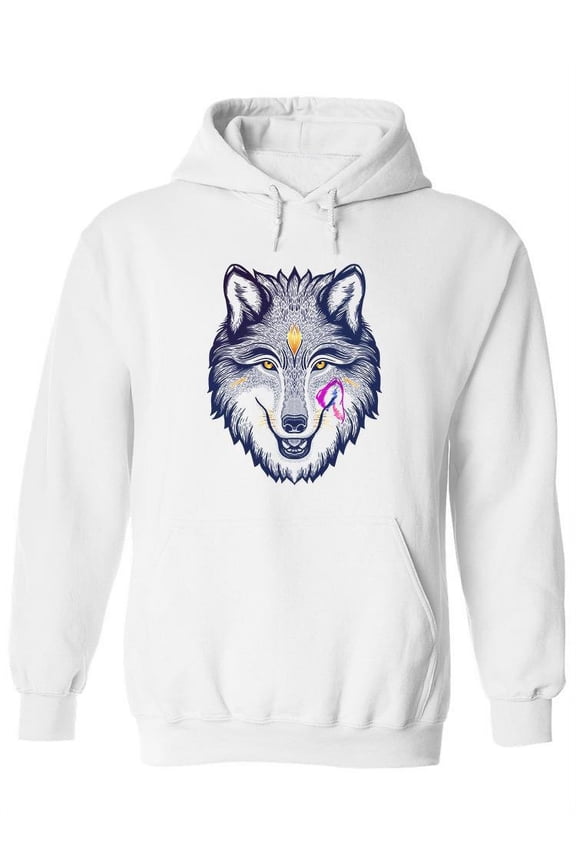 Beautiful Wolf Head Sketch Hoodie Women -Image by Shutterstock, Female Medium
