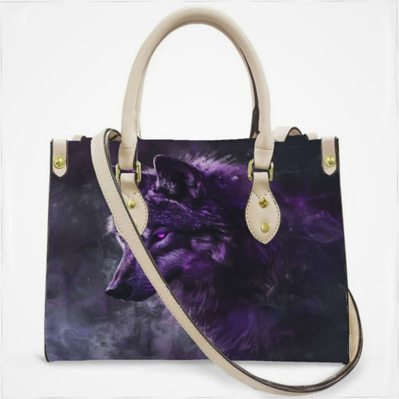 Beautiful Wolves Purple Cross Body Bags For Women Small Leather Female Handbags Fashion Top-Handle Totes