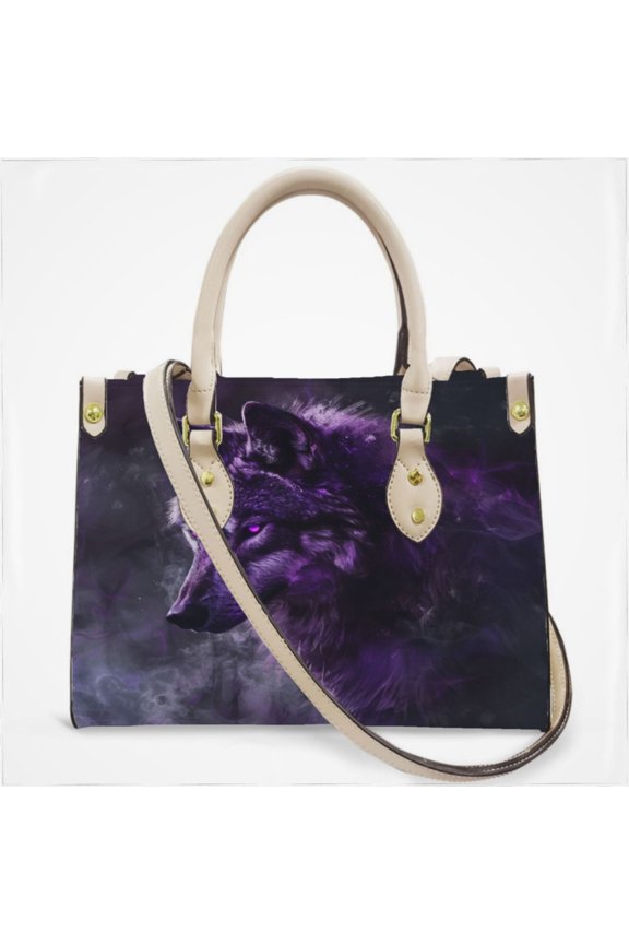 Beautiful Wolves Purple Cross Body Bags For Women Small Leather Female Handbags Fashion Top-Handle Totes