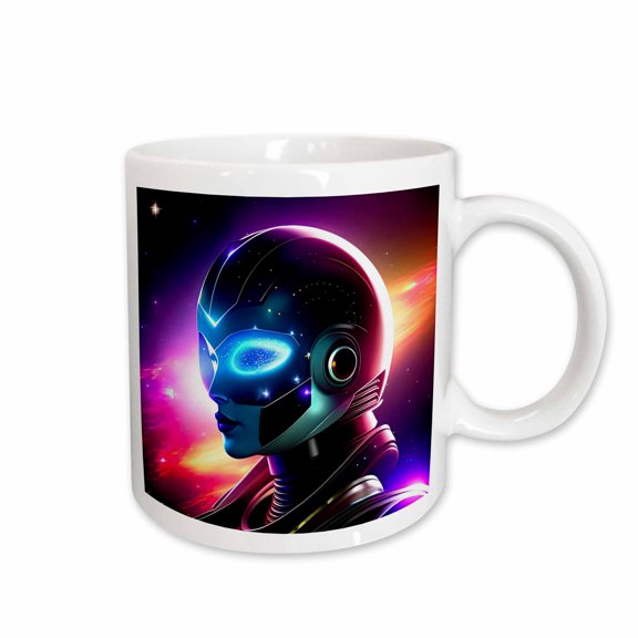 3drose, Beautiful Woman Astronaut in Futurist Space Suit. Purple, Blue Art, 11oz Mug