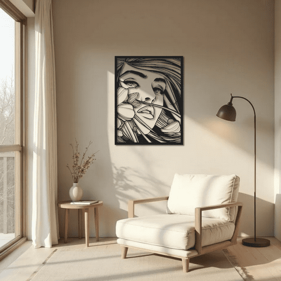 Beautiful Woman Face Metal Wall Art Decor