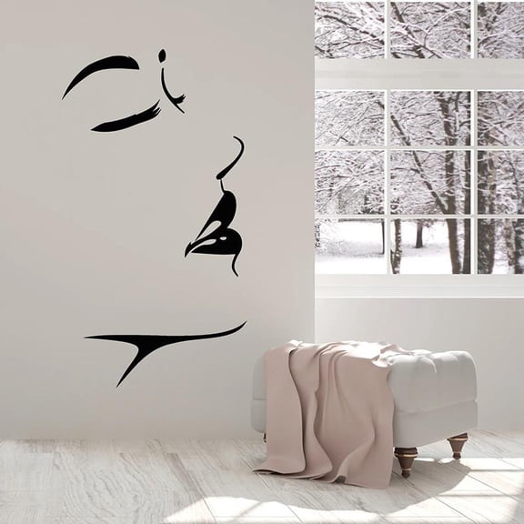 Beautiful Woman Face Wall Decal Abstract Female Makeup Studio Beauty Salon Interior Decor Vinyl Window Stickers Wallpaper 57x103cm